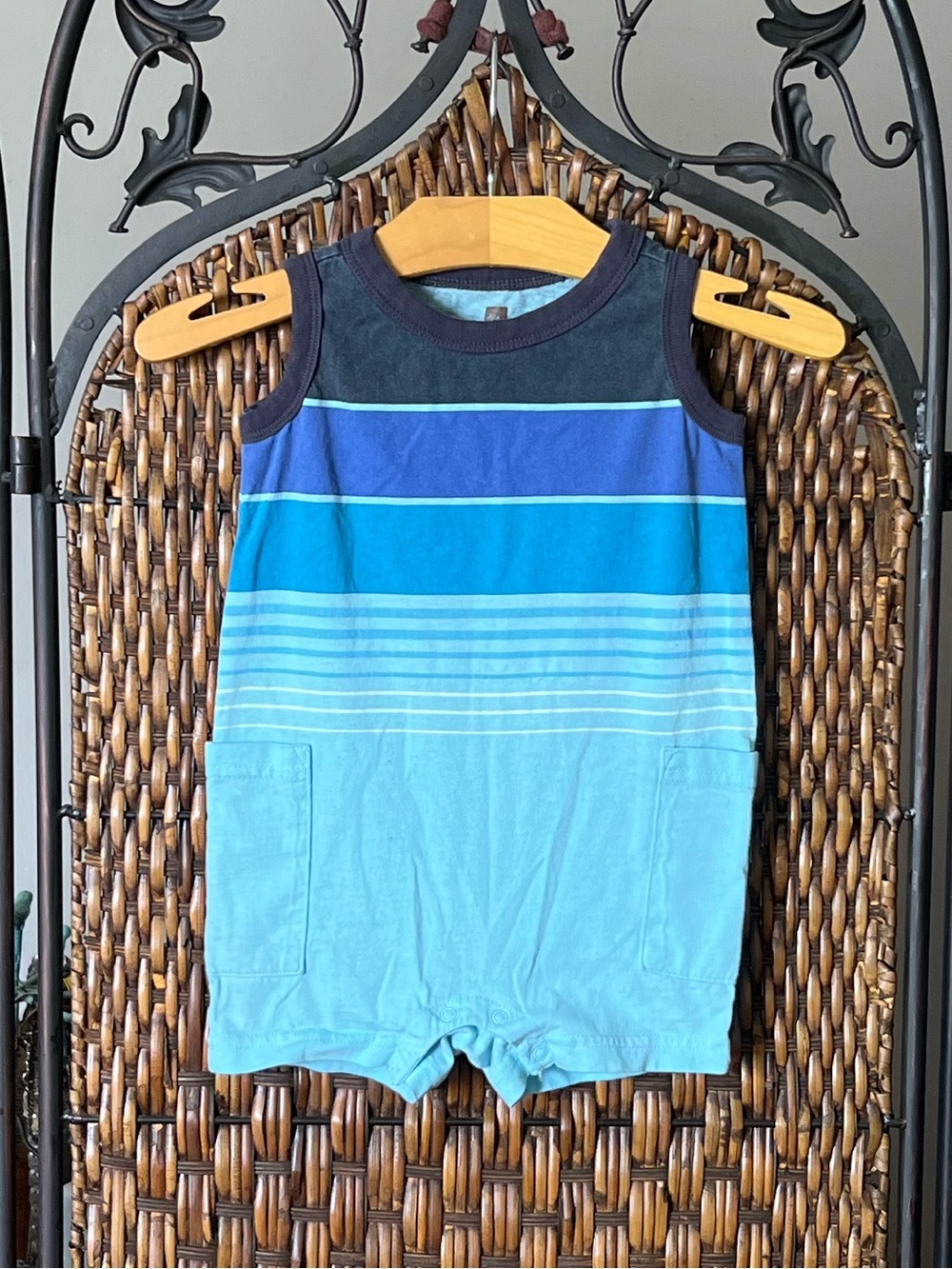 6/12M Tea Striped Jumpsuit Infant